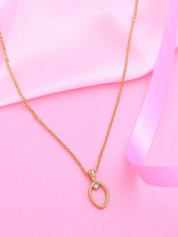 Estele - Gold Plated Drop Shaped Pendant with Crystal for Women